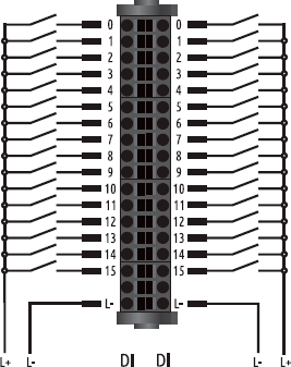 Схема подключения модулей E-I/O DI32