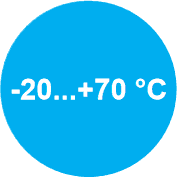 Диапазон рабочих температур от –20 °С до +70 °С