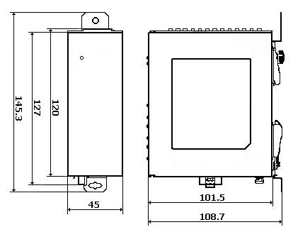 Габаритные размеры коммутатора серии DVS, мм