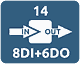 14 точек дискретного ввода/вывода (8DI + 6DO)