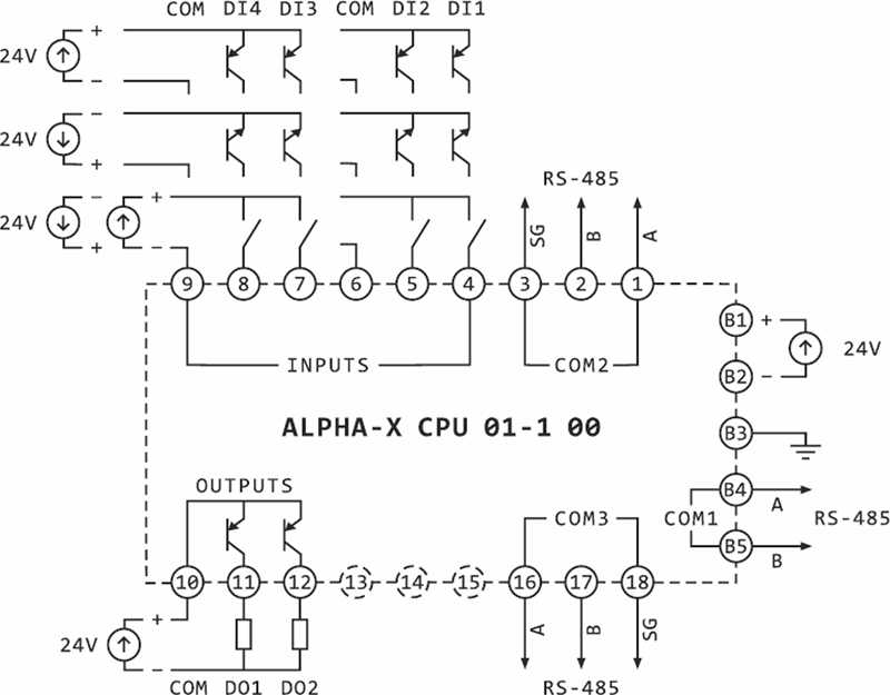 Схема подключения Alpha-X CPU 01-1 00