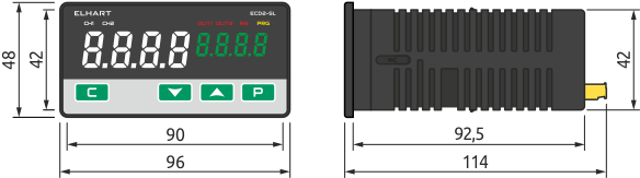 Габаритные размеры измерителя-регулятора ECD2-SL