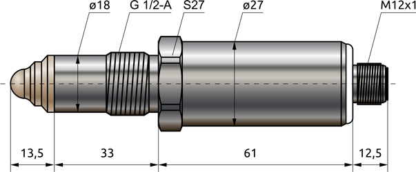 Габаритный чертеж сигнализатора уровня ELS-G12-M5-RS