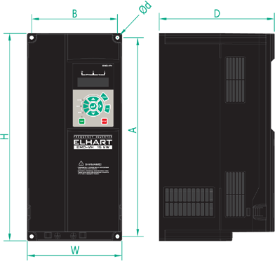 Габаритные размеры EMD-VH, типоразмер 1