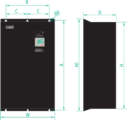 Габаритные размеры EMD-VH, типоразмер 2