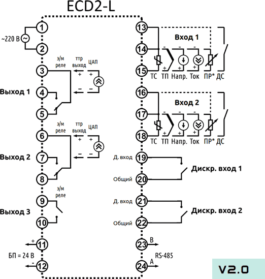 Схема подключения ECD2-L
