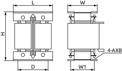 Рисунок 2 — Габаритный чертеж дросселей постоянного тока серии DCC
с номинальным током от 160 до 650 А