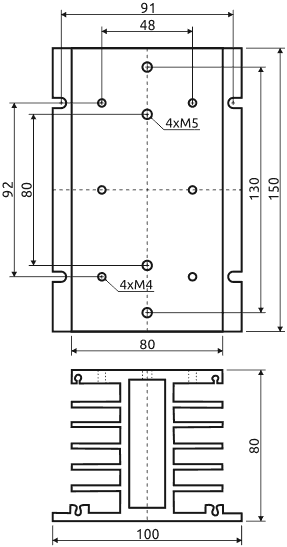 Габаритные размеры радиатора H3-040