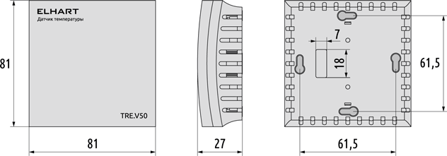 Габаритные размеры термопреобразователя TRE.V50, мм