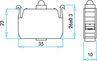Габаритные размеры блок-контакта подсветки серии CP