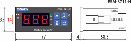 Габариты терморегулятора для печи ESM-3711-H