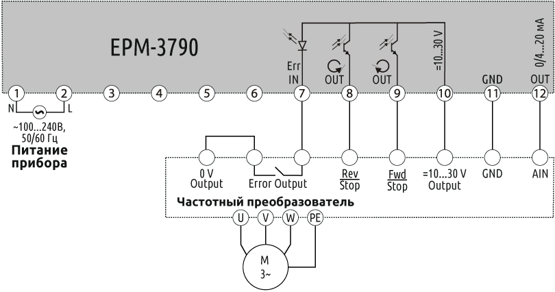 Схема подключения пульта удаленного управления EPM-3790