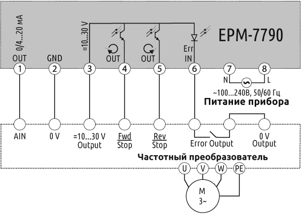 Схема подключения пульта удаленного управления EPM-7790
