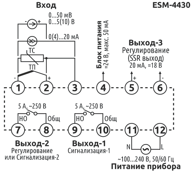 Схема подключения ESM-4430