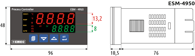 Габаритные размеры программируемого контроллера температуры ESM-4950