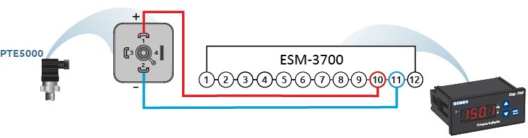 Схема подключения датчика с токовым выходом 4…20 мА с питанием от ESM-3700