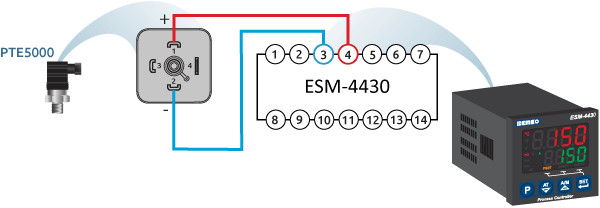 Схема подключения датчика с токовым выходом 4…20 мА с питанием от ESM-4430