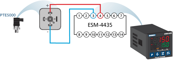Схема подключения датчика с токовым выходом 4…20 мА с питанием от ESM-4435