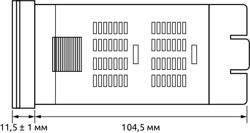 Габаритные размеры таймера/счетчика EZM-4450, вид сбоку