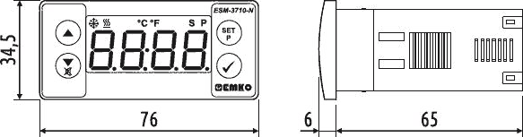 Габаритные размеры холодильного контроллера ESM-3710-N