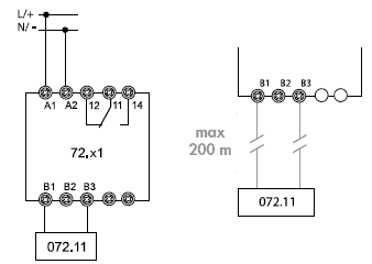 Схема подключения напольного датчика протечки к реле контроля уровня 72.01