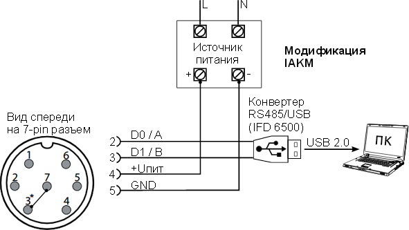 Подключение датчик влажности и температуры, выход RS-485 ModBUS протокол