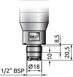 Тип соединения «X44» - резьбовое соединение 1/2″ c уплотнением из Витона (FKM)