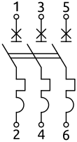 Схема подключения 3-полюсных автоматических выключателей в литом корпусе 