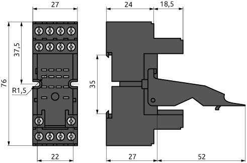 Габаритные размеры колодки ONDO S-ST1-M1