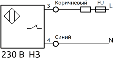 Схема соединения MSR 230 В НЗ