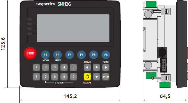 Габаритные размеры контроллера SMH 2G с модулем MC