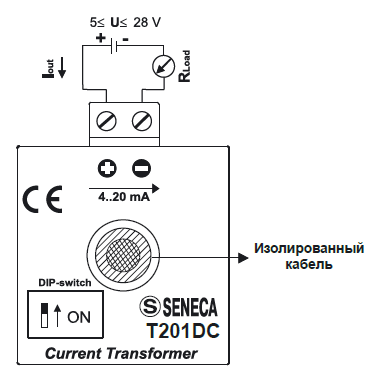 Подключение измерительного преобразователя постоянного тока T201DC
